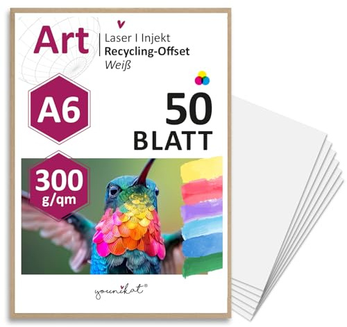 younikat 50er Set Recycling-Offset Blanko Karten I DIN A6 I 300 g/m² I dv921