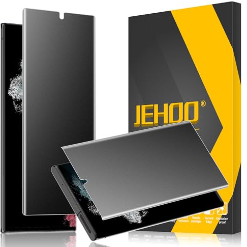 JEHOO 2 Pièces pour Samsung Galaxy S22 Ultra 360° Anti-Espion Mat Protection d'Écran, Compatible ID d'Empreinte Digitale, Installation Facile TPU Film