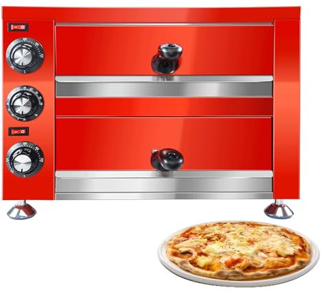 Llchaensc Four À Pizza Électrique 2 Étages 1100W,Four À Pizza Electrique Double Professionnel pour Pizza Diamètre