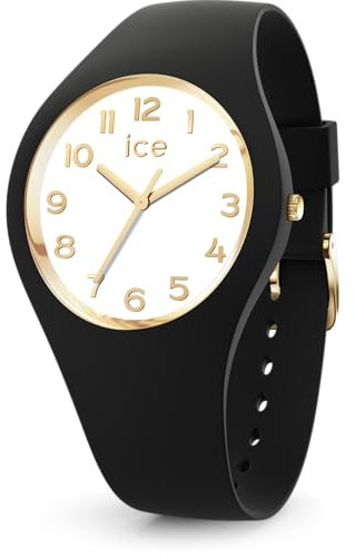 ICE-WATCH - Ice Glam Black White - Schwarze Damenuhr mit Silikonarmband - 022585 (Small +)