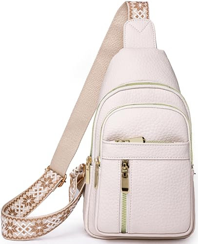 Farcauo Weiß Crossbody Bag für Damen Herren Umhängetasche Brusttasche Herren Damen Sling Bag Kleine Schultertasche Diebstahlsichere Tasche mit Verstellbarem Gurt Shoulder Bag Women Men Chest Bag