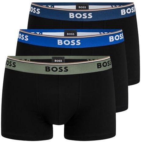 BOSS Herren Power Boxer Trunks Unterhosen Cotton Stretch 3er Pack, Farbe:Schwarz, Wäschegröße:M, Artikel:-969 Black/Black/Black Multi
