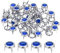 QUARKZMAN 80pz Borchie Strass, 6mm Piedini per Borse Rivetti Decorativi Rotondi Perline Cristallo Punk per Fai Da Te Pelle Tessuto Vestiti Cinture Zaini Accessori Artigianato, Argento/Blu