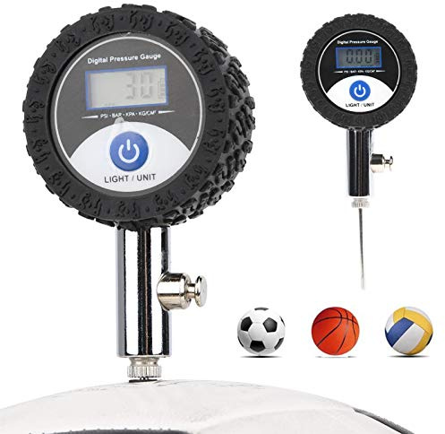 Digitales Balldruckmessgerät, Metallball-Luftdruckmessgerät mit Digitalanzeige, Mini-Handfußball-Barometer für Basketball, Fußball, Volleyball