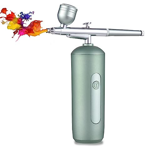 Airbrush Kit with Compressor, Portable Handheld Cordless Air Brush Gun Adjustable Pressure Air Brushes for Painting Model Coloring Tattoo Nail Art Makeup Cake Decorating