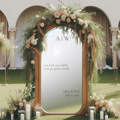 Benutzerdefinierte Vinyl Spiegel Aufkleber, Hochzeit Aufkleber Personalisierte Wandaufkleber Hochzeit Zeichen Empfang Dekoration