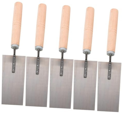 HOMSFOU 5 Stück Putzkelle caulkmate bastelkasten Fugenkratzer Bastelset Gips Betonfarbe Mauerwerk Konstruktion Ziegel spachtel werkzeug Kittschneider Flachbecken aus Beton Rostfreier Stahl