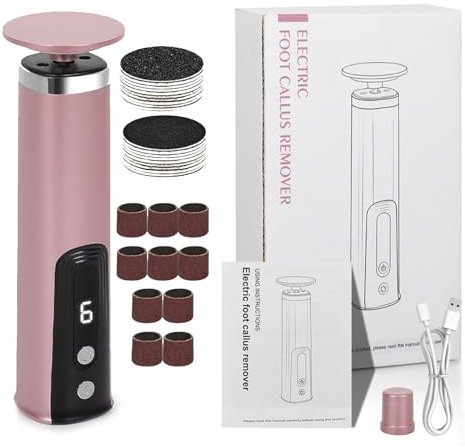 Foot Grinder, Electric Callus Remover, 5.31x1.41x1.41 inches, Dead Skin Scrubber Tool, Heel Filer with Sandpaper Discs, Rechargeable File for Women Men, Smooth Feet Care Home