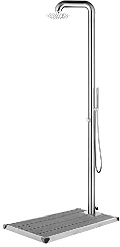 AJJHUUKI Pool & Spa-Pool & Spa Zubehör Gartendusche mit grauem Boden 230 cm Edelstahl