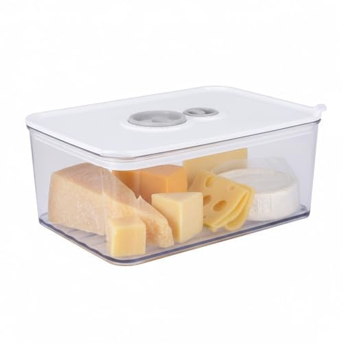 ZoeQide Porta Formaggio da Frigorifero 1650 ml con Timer e Anello di Tenuta | Contenitore formaggio per frigo impilabile con anello di tenuta, utile per fette di formaggio e salumi nella zona refrigerata