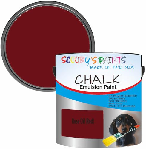 Scooby's Paints Chalk Emulsion Paint, Water-Based, No Primer Required, 250ml, For Walls and Furniture (Rose Oil (Red))