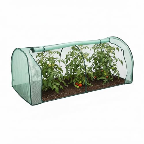 Relaxdays Frühbeet, HxBxT: 80 x 200 x 100 cm, Tür mit Reißverschluss, Flache Hochbeetabdeckung, PE-Folie & Eisen, grün