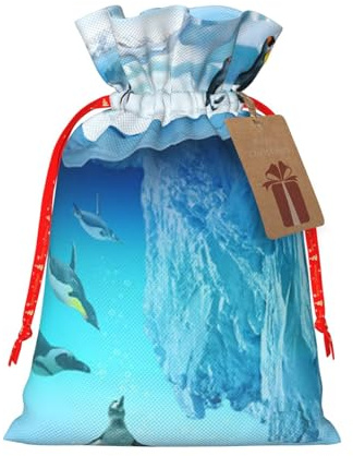 Jutebeutel mit Pinguin-Druck, Geschenkbeutel mit Kordelzug, Geschenktüten für Hochzeit, Party, Festival, Aufbewahrung
