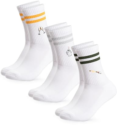 Occulto Damen & Herren Motiv Tennissocken mit Streifen 3er Pack (Modell: Summer), Statement Tennis Socken