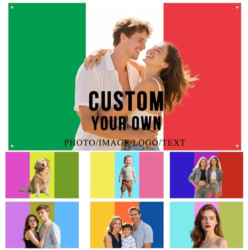 Bandiera italiana personalizzata 2x3/3x5/4x6/5x2Ft Bandiere personalizzate Bandiere Singolo/Doppio Lato Design La tua Foto/Logo/Testo, Personalizzato Divertente Arazzo Bandiere per Dormitorio Parete