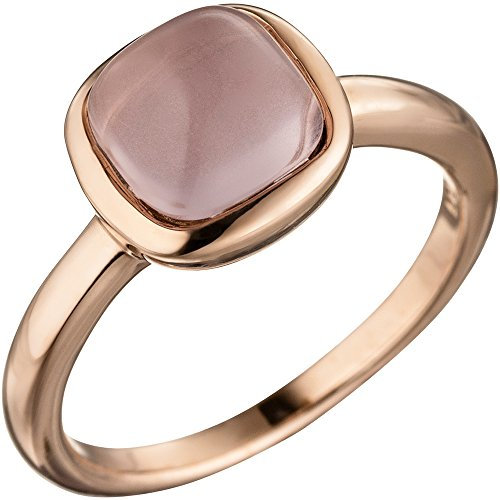 Schmuck Krone Ring Damenring aus echtem 925 Silber rotgold vergoldet mit rosa Glasstein, Ringgröße:Innenumfang 58mm ~ Ø18.5mm