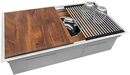 Ruvati 33-inch Workstation Dual Tier Ledge Kitchen Sink Undermount 16 Gauge Stainless Steel - RVH8222