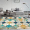 Fancytan Teppich Geometrisches Diamant Muster, Vintage Look, gelb und blau, groß für Wohnzimmer, Schlafzimmer, 160 x 230cm