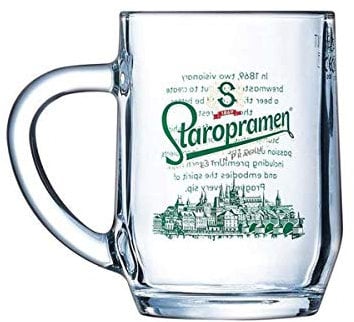 Official Staropramen Half Pint Beer Glass / Tankard, 473 milliliters