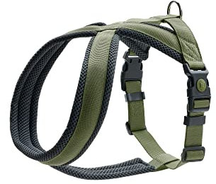 HUNTER Hundegeschirr LONDON COMFORT, atmungsaktives 3D-Mesh, 2-fach verstellbar, Sicherheitsverschluss, reißfest, leicht & pflegeleicht, Farbe: Olivgrün, Größe: L/2