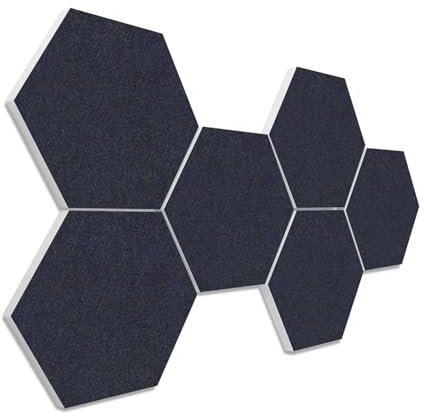 platino24 Akustikpaneele 6 Elemente Colore Waben Ø 30 cm Nachtblau I Schallabsorber aus Basotect G+ mit Akustikfilz I Schalldämmung Wand & Decke I Akustikelement Wandpaneel