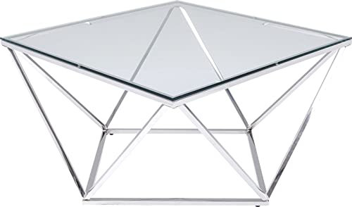 Kare Design Couchtisch Cristallo, Silber, 45x80x80cm