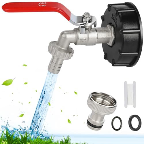 sukudon IBC Tank Adapter 1/2 '' Gewindeanschluss Messing Ersatzventil Armaturenteile Wasser Garten Wasserhahn Kolben Wasserspeicher Tank Schlauch Armatur Teile