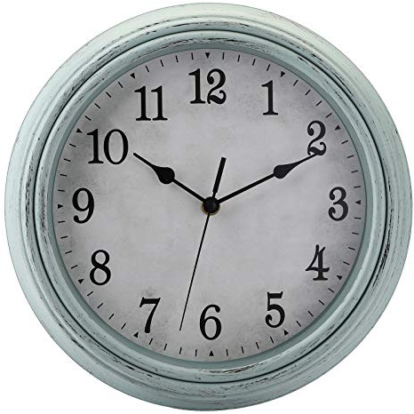 Jucoan 12 Inch/30 cm Vintage Retro Wall Clock, Teal Green Silent Non-Ticking Round Wall Clock, Battery Operated Farmhouse Rustic Style for Living Room Kitchen Home Office School