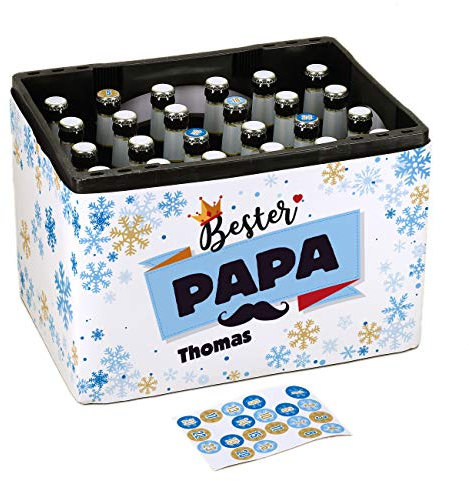 Herz & Heim® Ultimativer Männer Adventskalender - DIY - Banderole für Bierkasten und 24 Aufkleber für Kronkorken Bester Papa