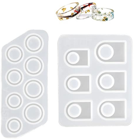 Chstarina 2 Pezzi Stampi Resina per Gioielli 15-22mm + 17-22mm Anello Tondo Stampi per Resina Colata Epossidica Trasparente Stampo Resina per Fai da Te Collane Orecchini Bracciali