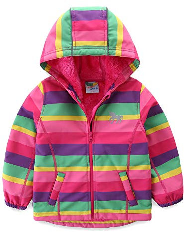 umkaumka Giacca a Vento Felpata Impermeabile da Bambino con Cappuccio - Disponibile in Varie Taglie per Bimbi da 1 a 7 Anni (Viola, 12-18 mesi)