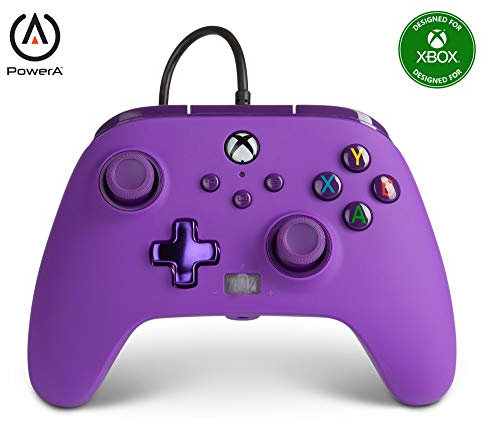 Verbesserter Kabelgebundener Controller von PowerA für Xbox Series X|S - Königs-Purpur, Gamepad, Kabelgebundener Videospiel-Controller, Gaming-Controller, Geeignet für Xbox One, Offiziell lizensiert