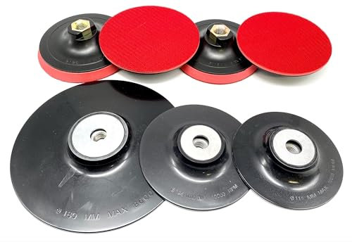 EMPORA Schleifteller Stützteller für Winkelschleifer - 115 mm - 125 mm - 180 mm - M14 - Stützteller für Bohrmaschine/Winkelschleifer (Mit Klett Hard, 115 mm)