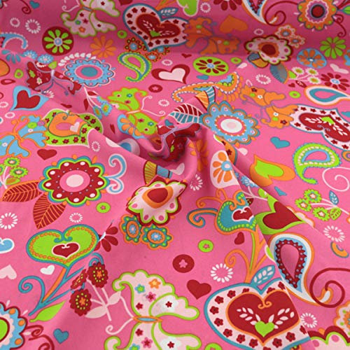 TOLKO 1m Modestoff | Dekostoff universal Stoffe zum Nähen Meterware Dekorieren | Blickdicht knitterarm | 150cm breit Bekleidungsstoffe Dekostoffe Vorhangstoffe Basteln Patchwork (Pink Flower)