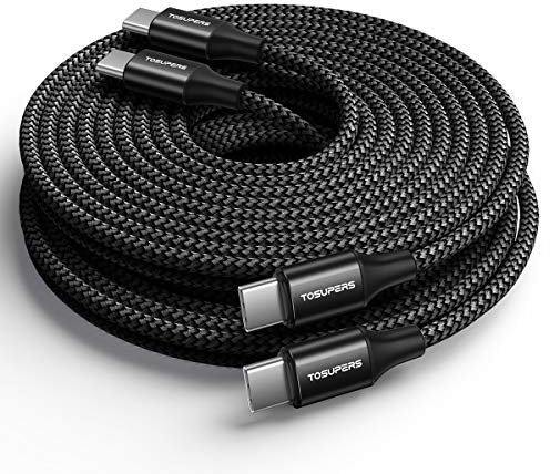[10ft 2-Pack] Long USB C to USB C Cable Fast Charging 60W, PD Type C Charger Cord Nylon Compatible with Samsung Galaxy S22 S21 S21+ S20 FE Note 20 Ultra Plus A71 A80 5G, Pixel 5 4 3 3a 2 XL, Pad Air 4