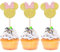 24 Stück Goldfarbene Maus-inspirierte Cupcake-Topper mit rosa Schleife Glitzer Mini-Cupcake-Picker Babyparty Hochzeit Kinder Geburtstag Party Kuchen Dekorationen Zubehör