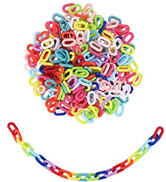 Airssory 2150 Pcs Acrylic Small Cable Chains Linking Rings Plastic Quick Link Connectors for Jewelry Making Children Pet Learning Toy Belt Hair Ornament - 15x9mm
