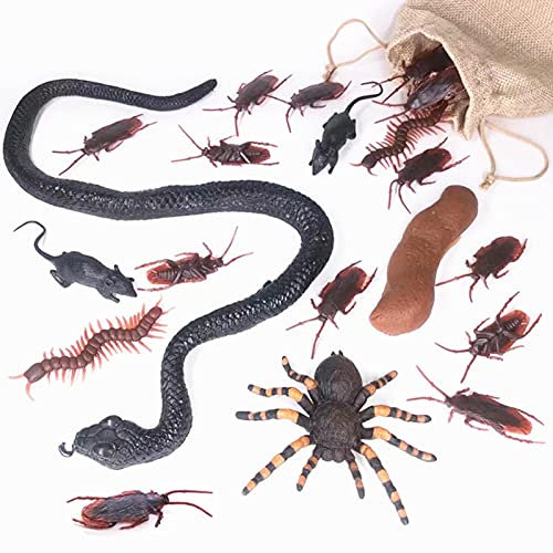 runnerequipment Halloween Plastic Bugs Bulk Scary Insects Centipedes Cockroaches Spider Fake Snake Dog Poo Prank Joke Fun Toy For Halloween Party Favors Trick Joke