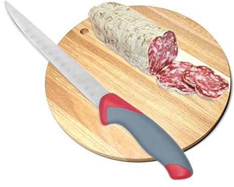 Tabla de cortar de madera de cocina, batilarda redonda pequeña para salami, diámetro 20 cm, profesional antideslizante