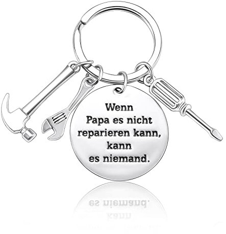VGWON Papa Schlüsselanhänger Geschenkset, Vatertagsgeschenk, Lasergravierter Schlüsselanhänger aus Edelstahl, Weihnachts und Geburtstagsgeschenke für Papa