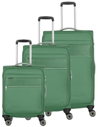 Travelite Reisekoffer groß mit Dehnfalte, nachhaltig, 4 Rollen, MIIGO, Weichgepäck Trolley aus recyceltem Material, TSA Schloss, 77 cm, 90-96 Liter