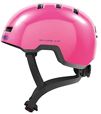 ABUS Kinderhelm Skurb Kid - robuster Fahrradhelm im Skater-Look mit Platz für einen Zopf und vielfältigen Designs - für Mädchen und Jungen - Pink Glänzend, Größe S