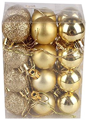 HAOLEI Weihnachtskugeln 3CM, 24 Stücke Christbaumkugeln Kunststoff Ornamente Weihnachtsdeko Weihnachtsbaumschmuck für Weihnachtsbaum Christbaumkugeln Braun Weihnachtsdekoration
