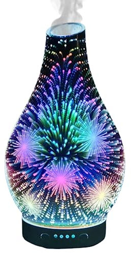 Cello 3D Firework Glass Ultrasonic Diffuser- Oil Diffusers And Humidifiers For Home - An Aromatherapy Diffuser To Pair With Essential Oils Or Used As An LED Lamp. 3D Diffusers For Home.