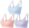 Amazingjoys Non Wired Bras for Women Seamless Wireless Bras with Removable Pads 3 Pack,Pink+blue+orange,2XL
