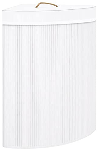 ZHOUMIN Panier à linge d'angle Bambou Blanc 60 L,Panier à Linge,Panier Rangement,Corbeille a Linge,Paniere a Linge Sale