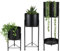 LOT 3 CACHE POT SUR PIED POT DE FLEUR METAL DESIGN LOFT INDUSTRIEL NOIR