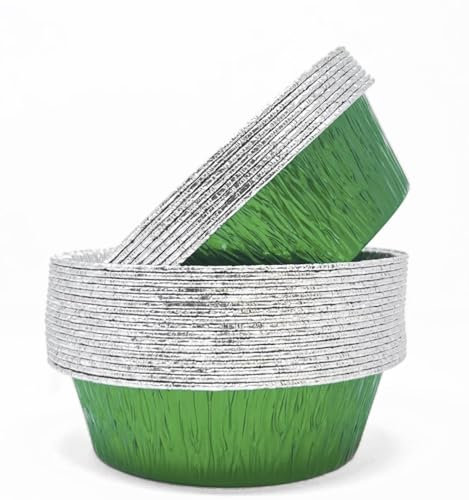 Bakery Direct 50 Round Aluminium Foil Pie Dishes in 5 Colours! (Green/Silver)