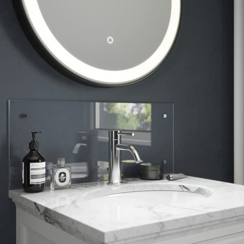 Generic Glass Bathroom Splashback 250mm x 600mm x 4mm, Chrome Cap | Shields walls from steam and stains while showing paintwork underneath, offering an easy, grout-free tile alternative.