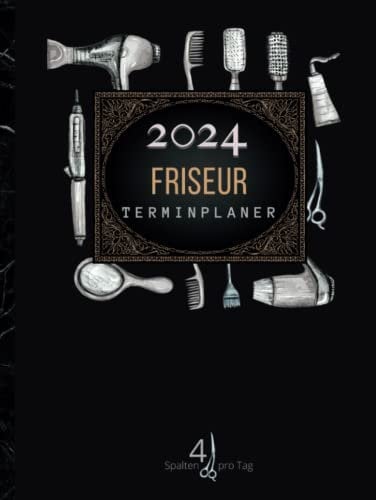 Friseur Terminplaner 2024: 4 Spalten pro Tag: Terminkalender 4 Mitarbeiter: Von 8.00 bis 21.00 Uhr, 15-Minuten-Takt mit monatlicher Schichtplaner | Exklusive Hardcover DIN A4